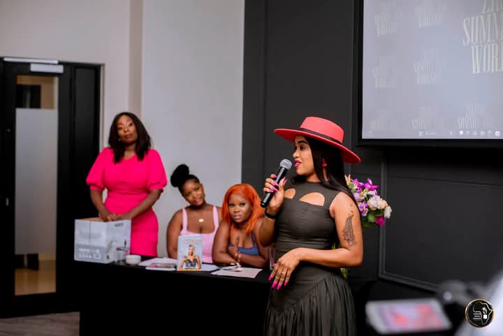 A keynote-style moment at the SheReign Africa summit